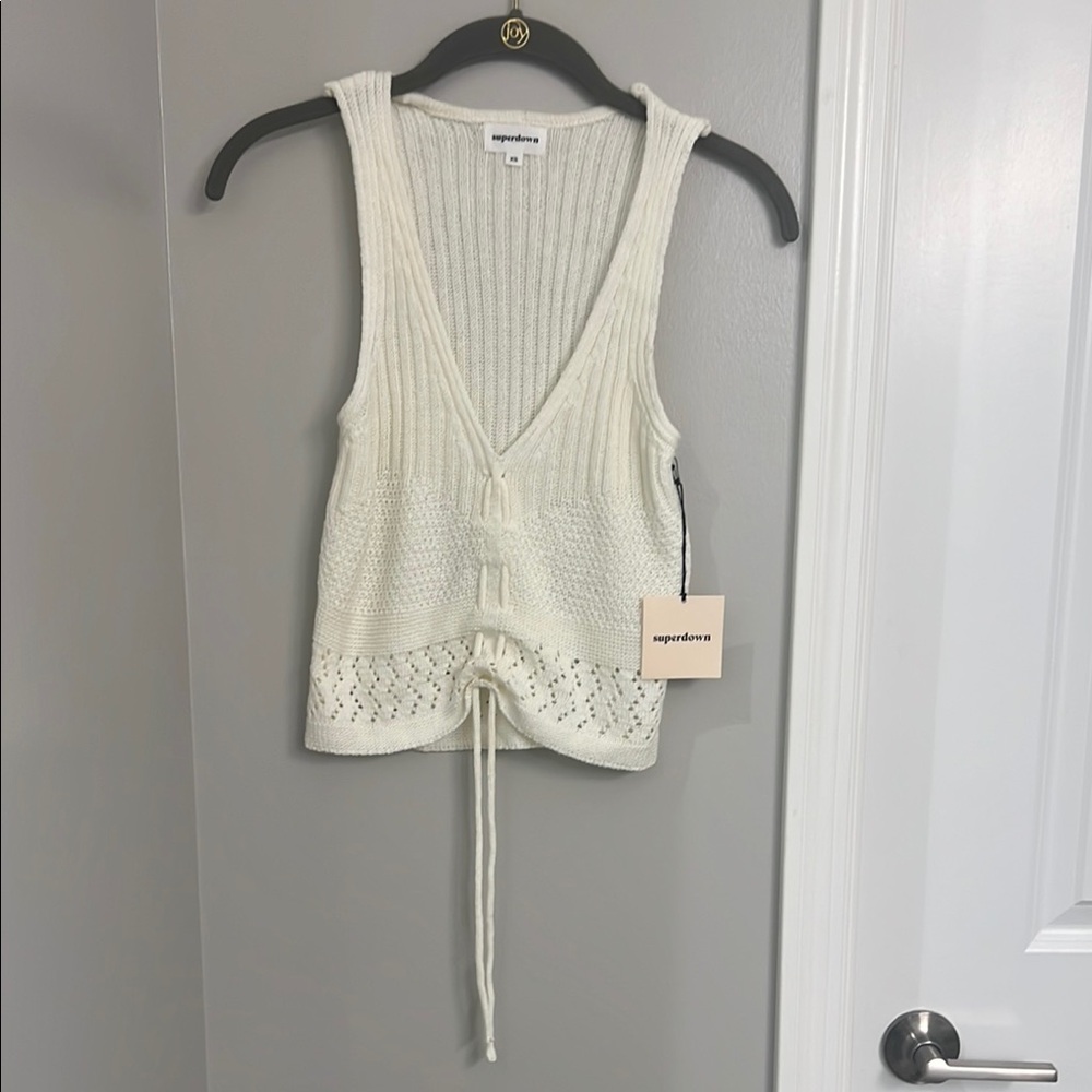 Superdown cream Tank Top with Soft Knit Design